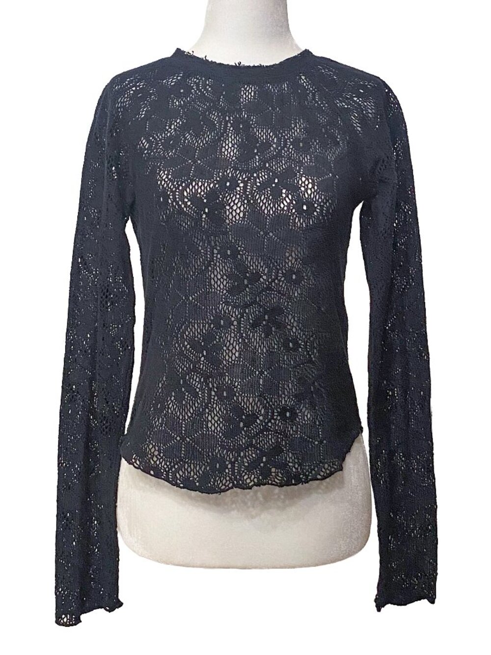 FREE PEOPLE "In The Meadow" Lace Long Sleeve Tee Sz S